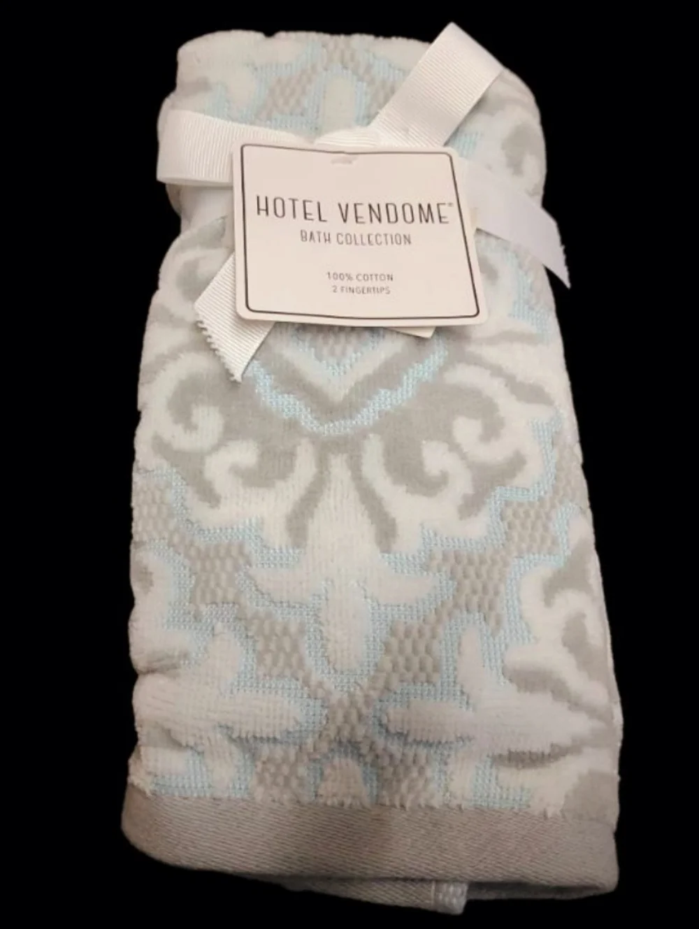 x2 Hotel Vendome Damask Luxury Madallion Tip TOWEL Set Velour New